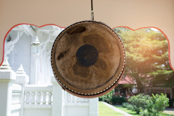 Drum in buddhist temple..Big drum hitting is the signature for lunch time of monks in buddhist thai...