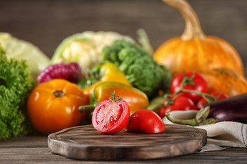 Cut cherry tomato on table