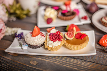 close up of colourful cake selection 