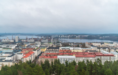 Fototapeta na wymiar Cityscape of Jyvaskyla city, Finland, November 2017