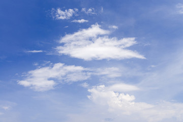 Blue sky and white fluffy tiny clouds background and pattern