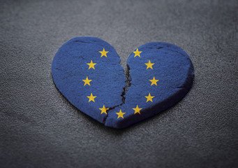 Dissolution of Europe symbol of broken heart