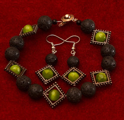 bracelet from balls and earrings