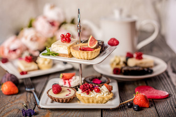 close up of colourful cake selection 