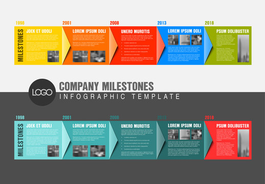 Large Colorful Overlapping Arrows Timeline Infographic Layout