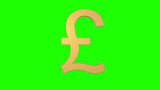 Pound sterling rotating loop gold green screen GPB