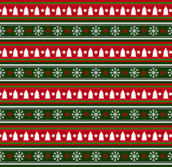 Cute festive background  with snow flakes and christmas trees print.