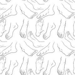 seamless pattern foot men in different positions.  illustration