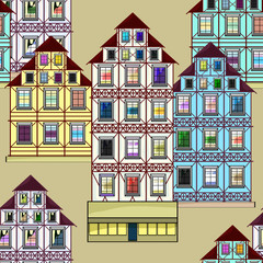 Fototapeta premium seamless pattern German a houses are multistory. illustration