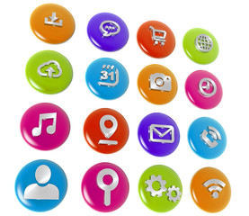 set of colorful web icons isolated on white