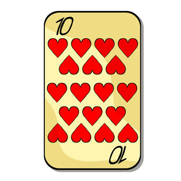 playing cards suit ten heart.  illustration