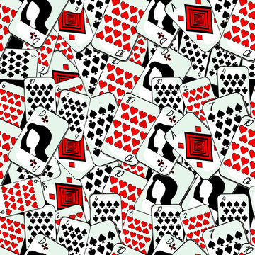 seamless pattern playing cards suit lady ace   illustration