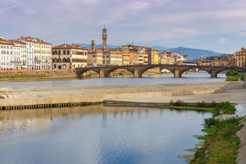 Florence. The city embankment along the Arno River.