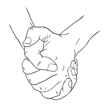 Coloring men's two hands crossed fingers  illustration