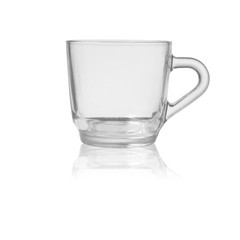 Empty glass tea cup isolated on white background with clipping path