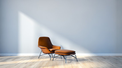 Modern bright interiors. 3D rendering illustration