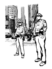 Gordijnen Politieagenten in de 5th avenue in New York © Isaxar