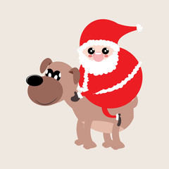 vector santa claus with cute dog