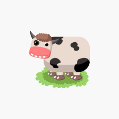 vector illustration of cute cartoon cow