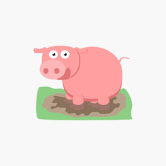 vector illustration of Cute pig cartoon