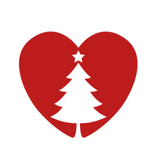 Vector silhouette of a christmas tree in the heart