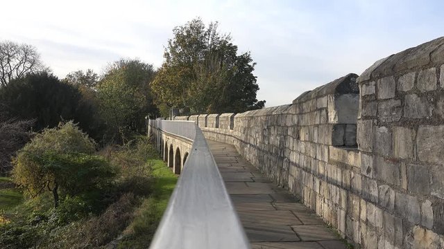 york city walls medieval and roman defences York, Yorkshire, England, UK circa November 2015