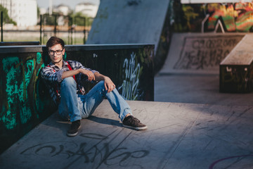 Young man at skate park