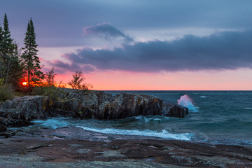 Lake Superior Sunrise with a Rocky Coastline