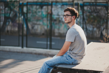 Young man at skate park