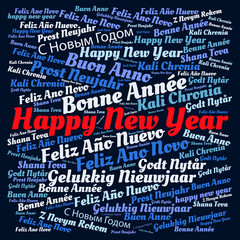 Square shaped cloud with typographic word collage of 