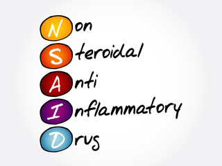 NSAID - nonsteroidal anti-inflammatory drug acronym, concept background