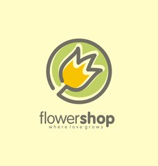Flower shop creative sign concept. Florist logo design template.