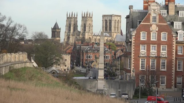 York minster cathedral against sky, historical city cityscapes York, Yorkshire, England, UK circa November 2015