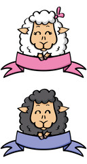 vector illustration of labels with cute sheep