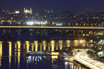 Fototapeta na wymiar A Night Exposure View Of Halic from Istanbul