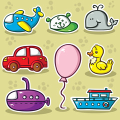 Collection of cute vector toys
