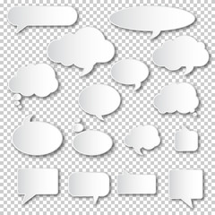 Set of blank empty white speech bubbles. Different design of comic bubble cloud collection.