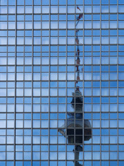 reflection of the berlin tv tower