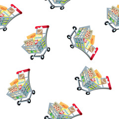shopping cart, vector seamless pattern, Editable can be used for web page backgrounds,