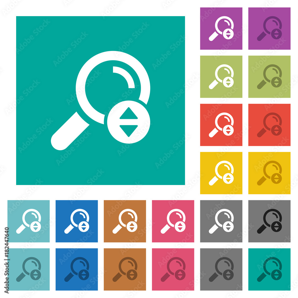 Poster scrolling search results square flat multi colored icons