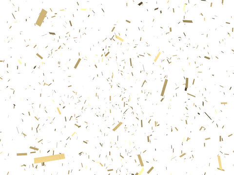 Falling Gold Confetti On White Background