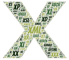 Word Cloud English Words beginning with X