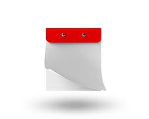 3D illustration, 3D rendering tear-off calendar on a white background with a clean sheet and a place for text