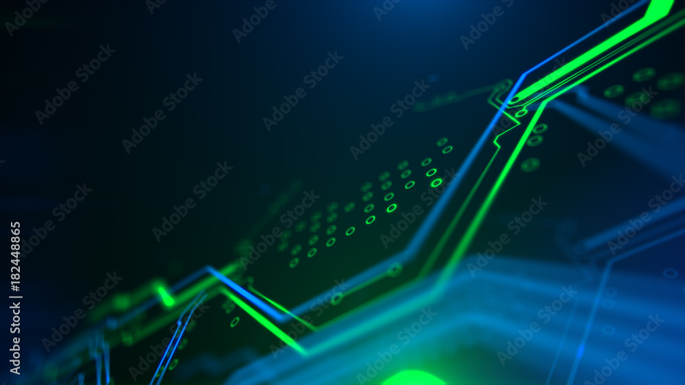 Poster abstract technology background circuit board futuristic server code processing pcb, code, html blue,