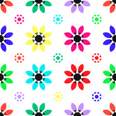 Seamless geometric floral flower pattern vector abstract background design colorful art