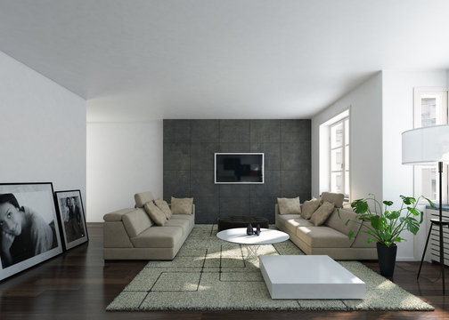 Contemporary interior of a bright home living room