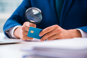 Man paying with credit card online