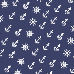 Fototapeta na wymiar Anchor pattern repeat seamless in blue color for any design.