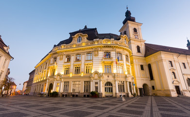 Fototapeta na wymiar Image of City hall of Sibiu in hight light