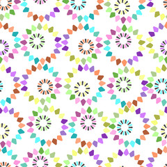 Fototapeta na wymiar Seamless geometric flower pattern vector design background art circles with leaves covers flower shapes